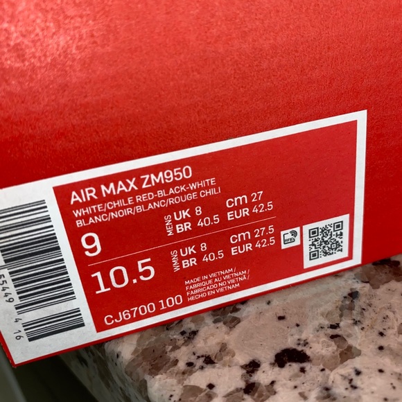 🆕🚹Nike Air Max ZM950 “Chili Red” Sz9,DS💯 - Picture 10 of 10